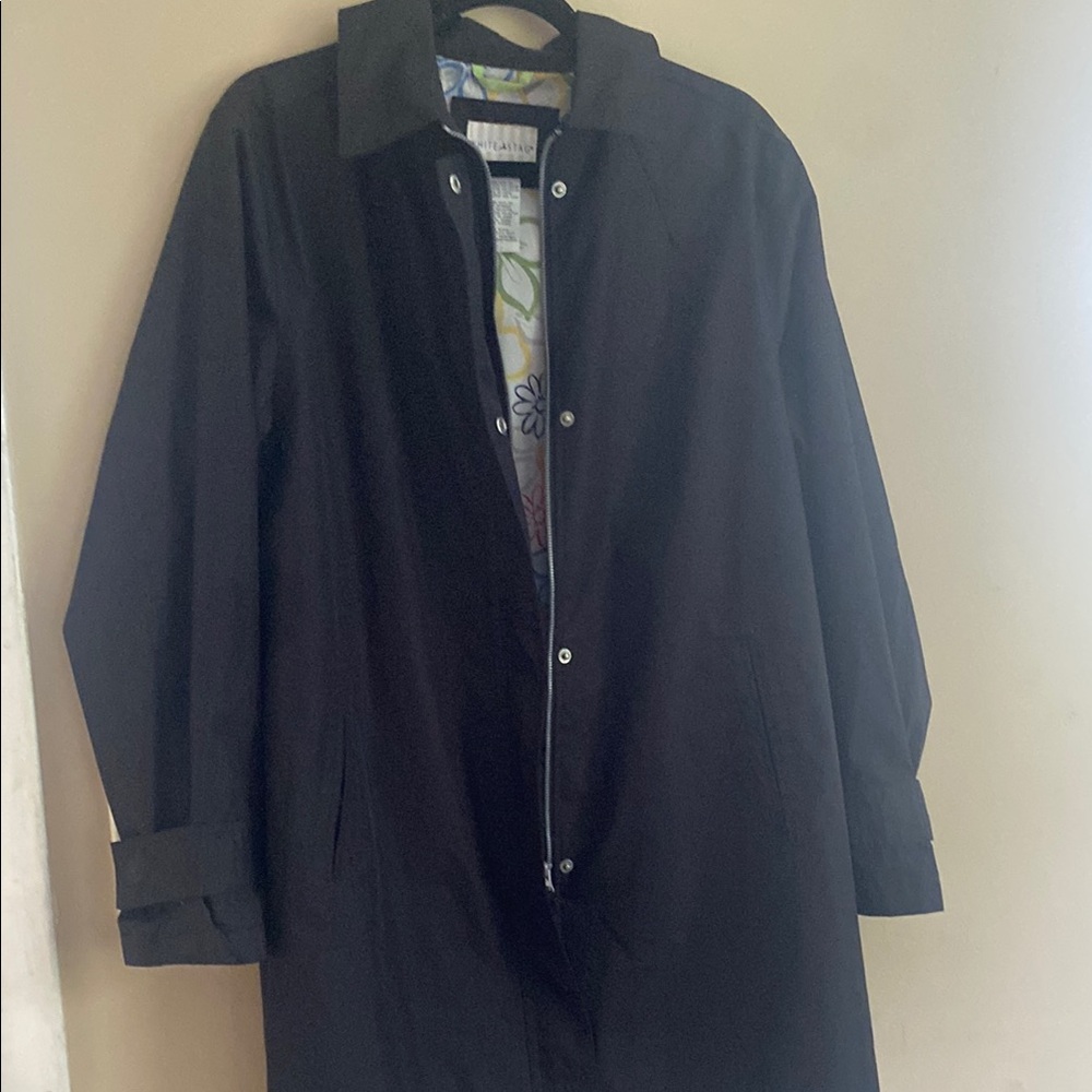 White Stag Women’s XL (16-18) Black Trench Coat with Floral Lining